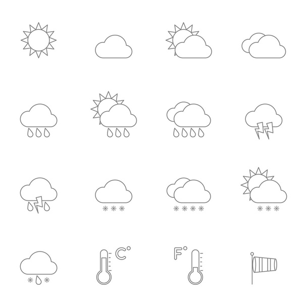 Weather Icons Line - Vektör, Görsel