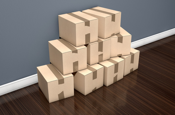 Kartonnen doos stapel huis - Foto, afbeelding