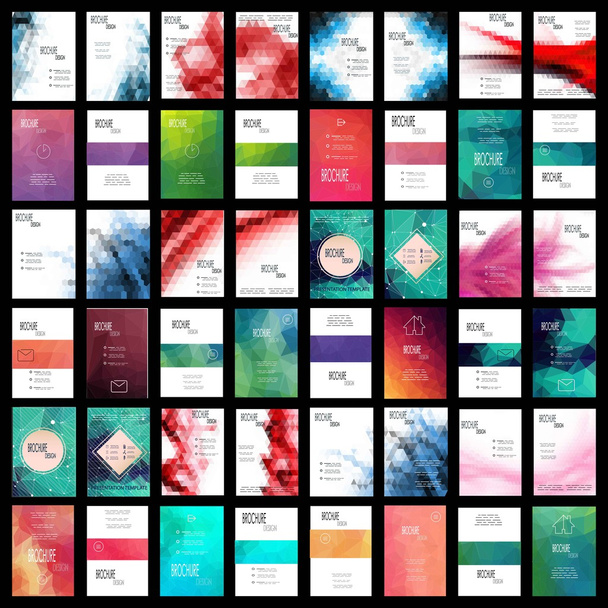 Mega Set of 48 Abstract Flyer Geometric Triangular Green, Red and Blue Modern Backgrounds - EPS10 Brochure Design Templates, Book Covers, Flyer Template Clean and Modern Concept , A4 format - Vector, Image