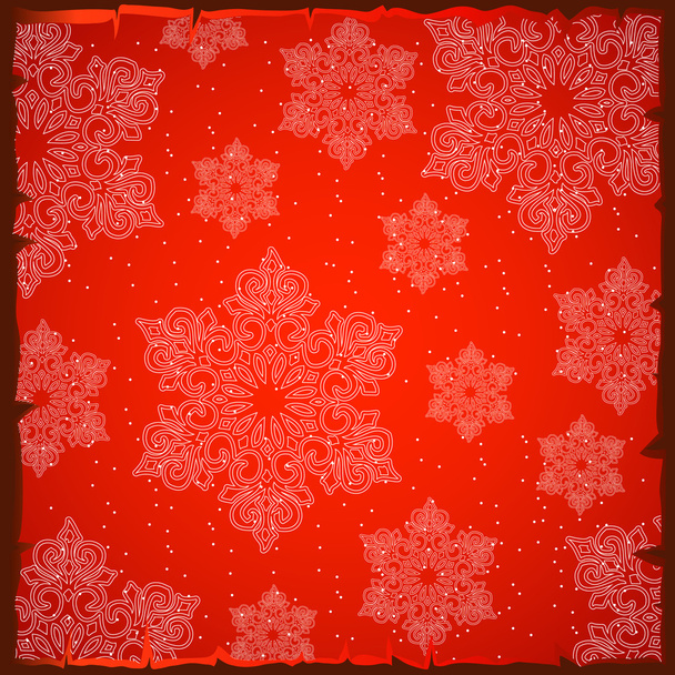 Kauniita lumihiutaleita punaisella taustalla
 - Vektori, kuva
