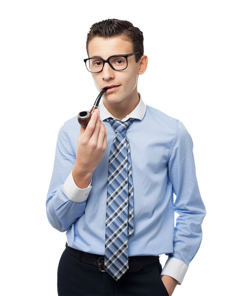 happy businessman with pipe - Foto, Imagen