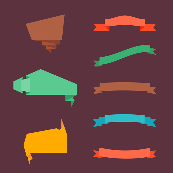 Collection of flat style ribbons and banners. - Vektör, Görsel
