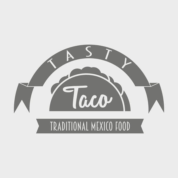 traditionelles mexikanisches Essen lecker Taco. Vektor-Logo-Vorlage oder Konzept. kann verwendet werden, um Speisekarten, Visitenkarten, Poster zu entwerfen. Vektorillustration. - Vektor, Bild