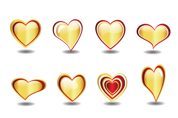 Beautiful golden heart element set vector - Vector, Image