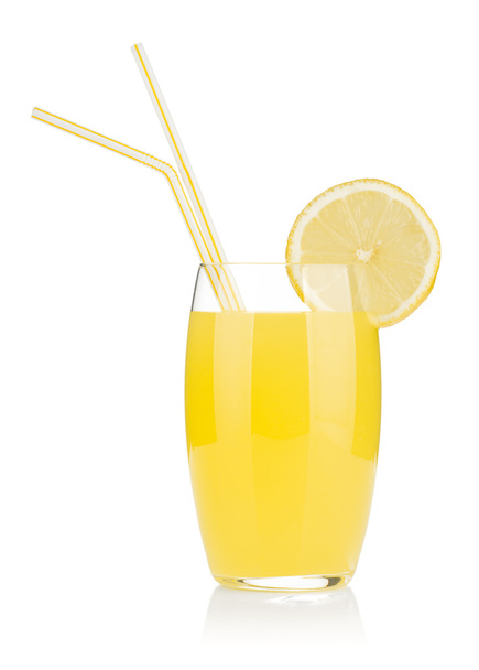 Verre de jus de citron et deux pailles à boire
 - Photo, image