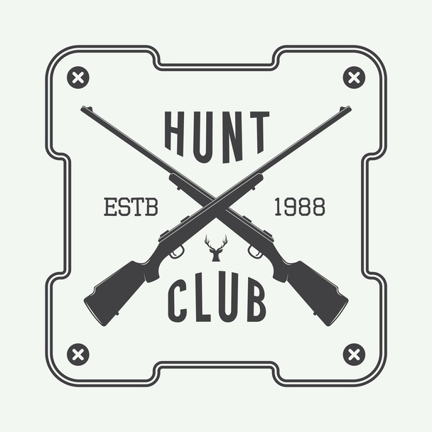 Vintage hunting label, logo or badge and design elements. - Vector, Imagen