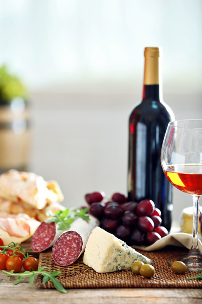 Still life with various types of Italian food and wine - Photo, image