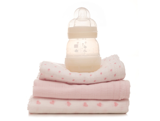 baby bottle and muslins - Photo, Image