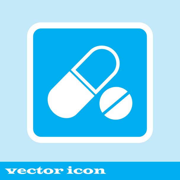 Набор пилюль и капсул, синий значок
 - Вектор,изображение