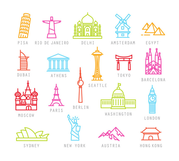 ícones de cor plana da cidade
 - Vetor, Imagem