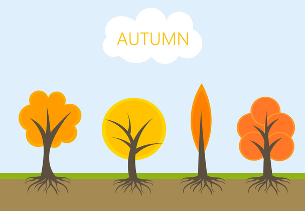 Autumn trees vector - Διάνυσμα, εικόνα