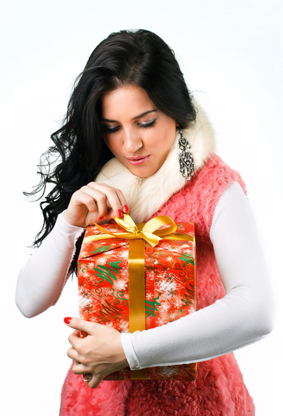 beautiful girl with a gift - Photo, Image