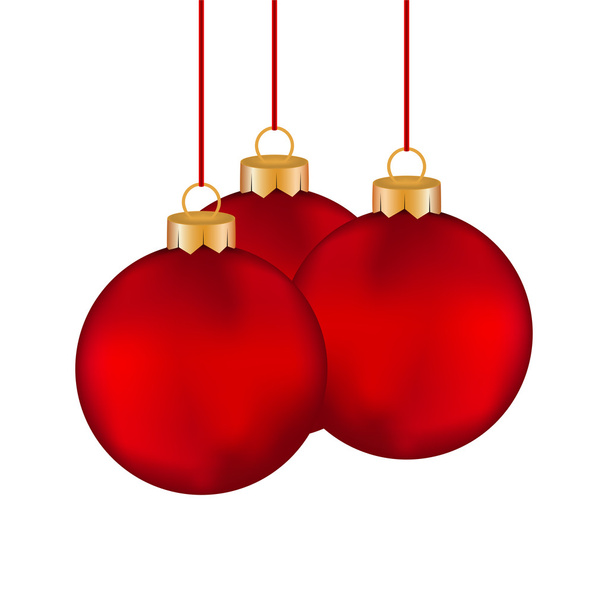 Three red Christmas-tree Christmas ball - Vector, Image
