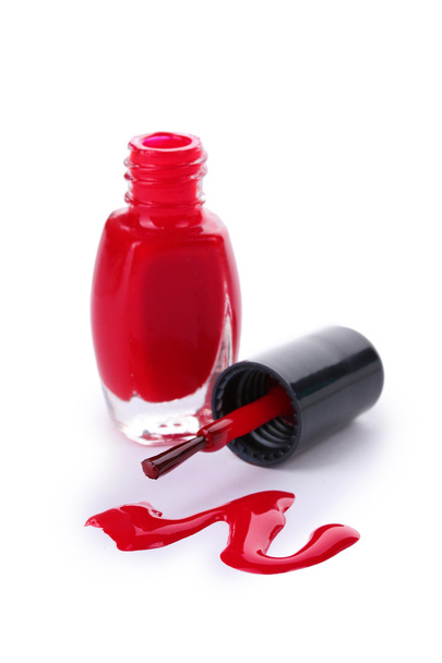Red nail polish isolated on white - Valokuva, kuva