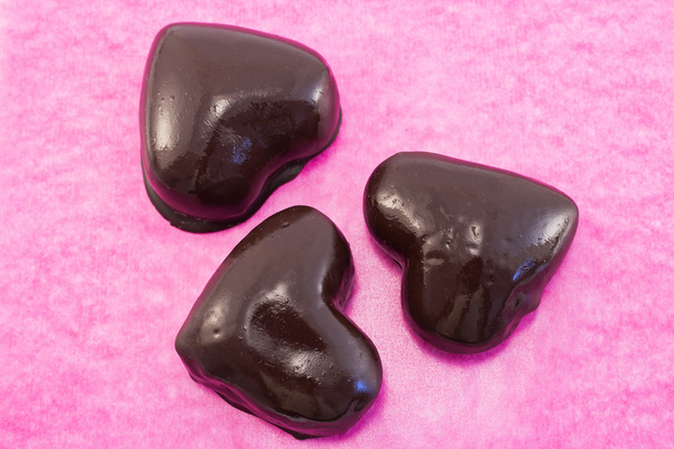 Hart peperkoek cookies geglazuurde chocolade - Foto, afbeelding