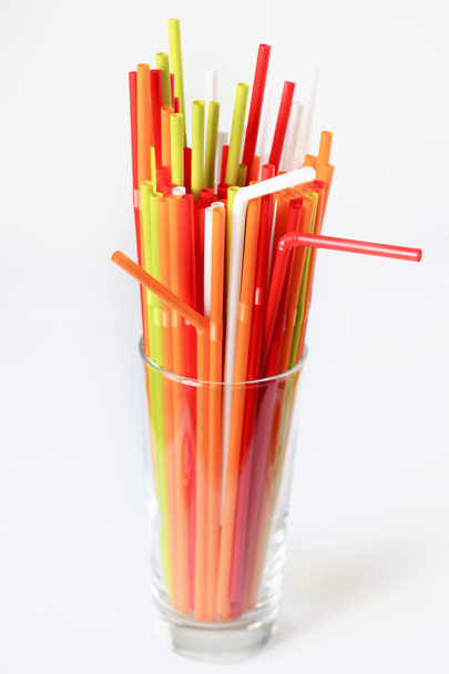 Closeup of Colorful drinking straws background, tubes for cockta - Photo, Image