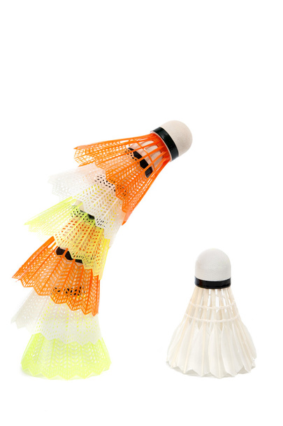 badminton balls on white background - Φωτογραφία, εικόνα
