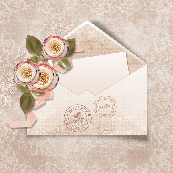Beautiful vintage background with envelope for congratulations - Foto, imagen