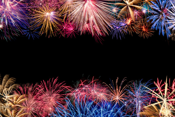 Colorful Fireworks Display Border - Photo, Image