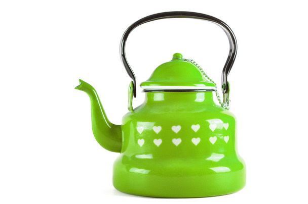 Зелений чайник ізольований на білому з відсіканням
 - Фото, зображення