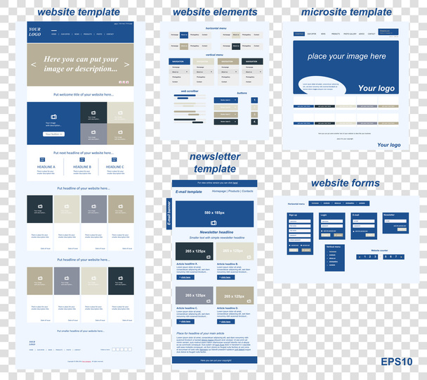 responsive web elements for business or non-profit organization - Vector, Image