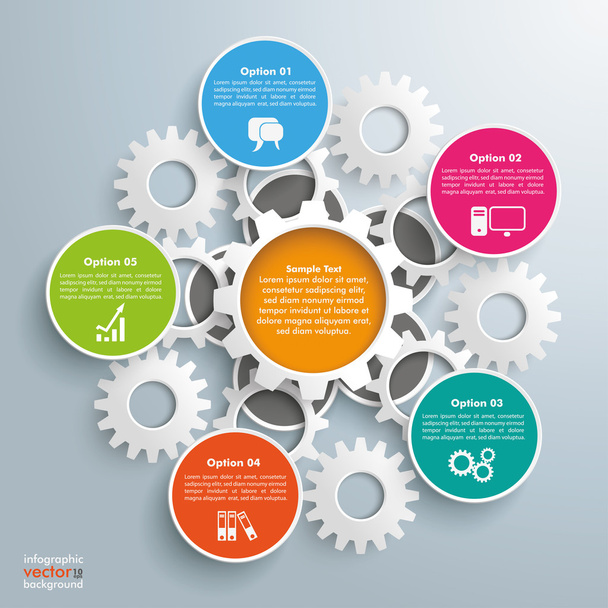 Flower Infographic White Gears Centre - Vector, Image