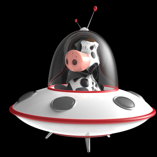 Funny cow in spaceship - Zdjęcie, obraz