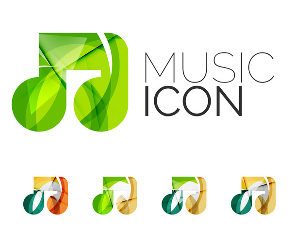 Conjunto de iconos abstractos de notas musicales, conceptos de logotipos empresariales, diseño geométrico moderno y limpio
 - Vector, Imagen