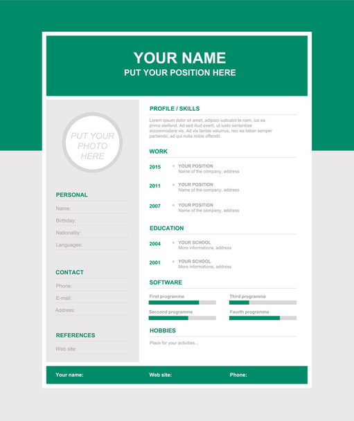 Vector simple resume template - Vector, Image