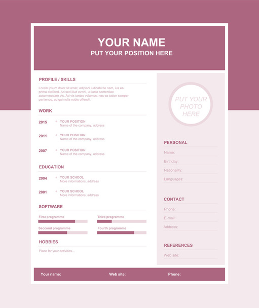 Vector simple resume template - Vector, Image
