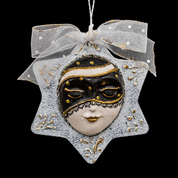 Beautiful mask of hand-worked for festive decoration, isolated o - Photo, Image
