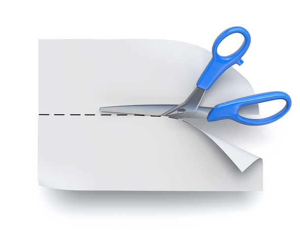Scissors cutting paper - Photo, Image