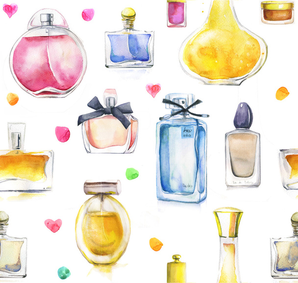 patroon met aquarel parfums - Foto, afbeelding