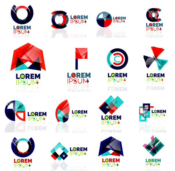 Geometryczne kształty firmy logo zestaw, papier origami styl - Wektor, obraz