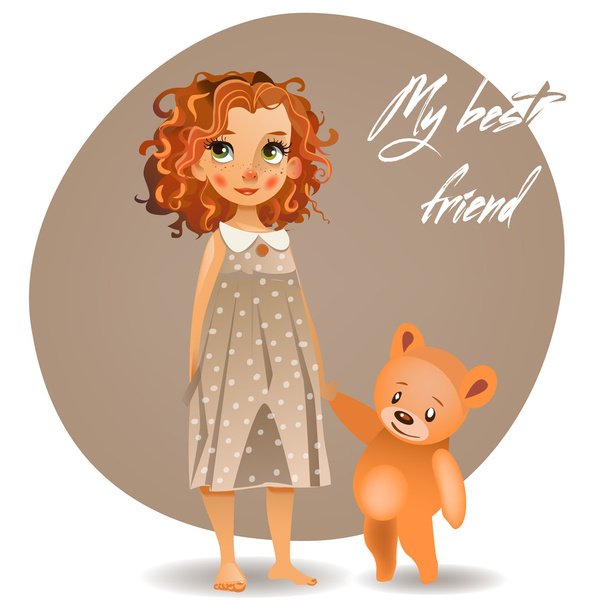 dívka s medvídkem - Vektor, obrázek