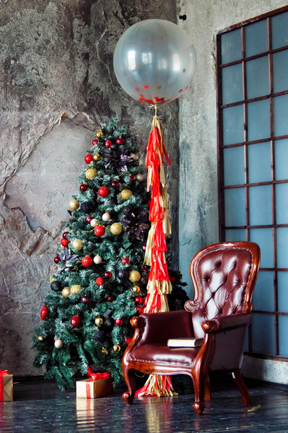 Χριστούγεννα και Πρωτοχρονιά grunge διακοσμημένο εσωτερικό δωμάτιο  - Φωτογραφία, εικόνα