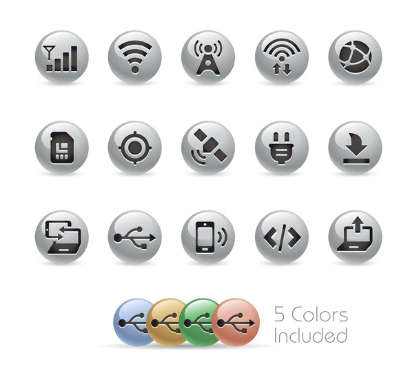 Web and Mobile Icons 6 -- Metal Round Series - ベクター画像