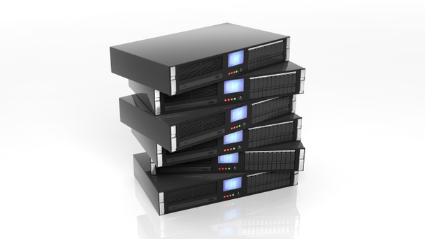 Server racks, geïsoleerd op witte achtergrond - Foto, afbeelding