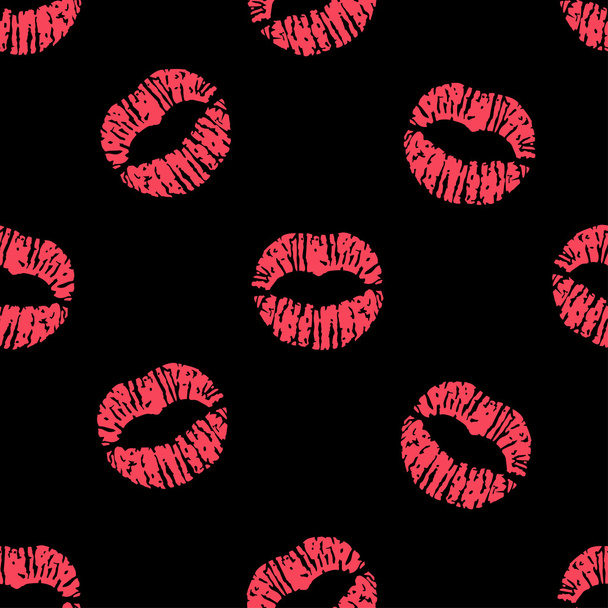 Vector seamless pattern with red lips prints - Vector, Image