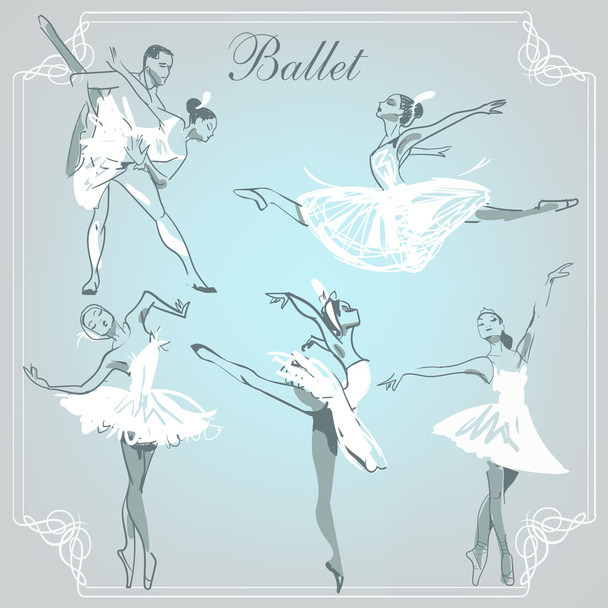 ballerina in ballet poses - Vector, Image