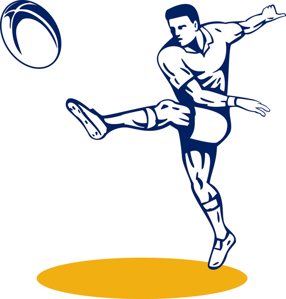 Giocatore di rugby con palla calci palla
 - Foto, immagini