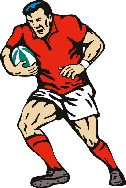 Joueur de rugby qui court avec la balle
 - Photo, image