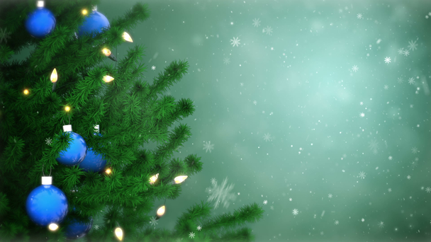 Vánoční strom dekorace, padající sněhové vločky - Záběry, video