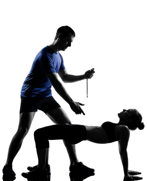 Pár nő férfi gyakorló edzés - Fotó, kép