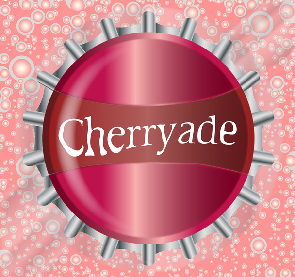 Tampa de garrafa de cherryade com bolhas
 - Vetor, Imagem