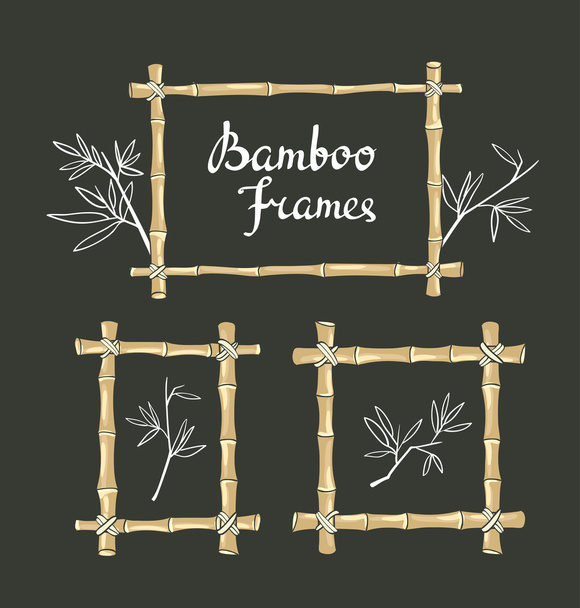 Bamboo frames with leaves - Vektori, kuva