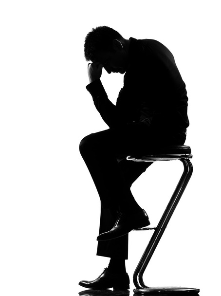 Silhouette man fatigue despair tired - Foto, afbeelding