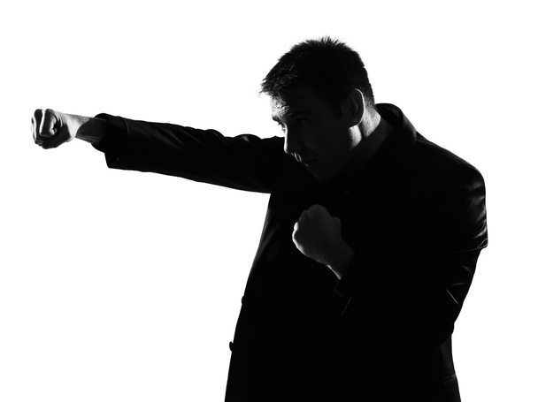 Silhouette man boxing gesture - Zdjęcie, obraz
