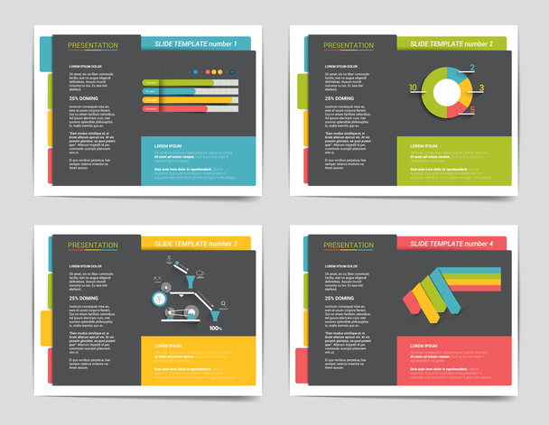 4 presentation business templates. Infographics for leaflet, poster, slide, magazine, book, brochure, website, print. - Vector, Image