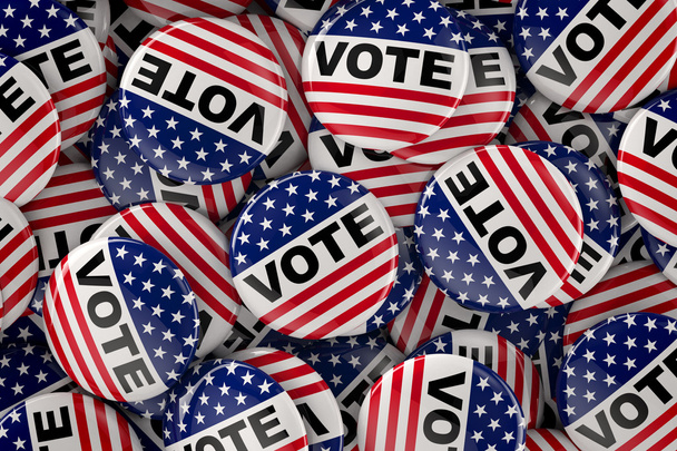 Caja llena de botones de voto
 - Foto, imagen
